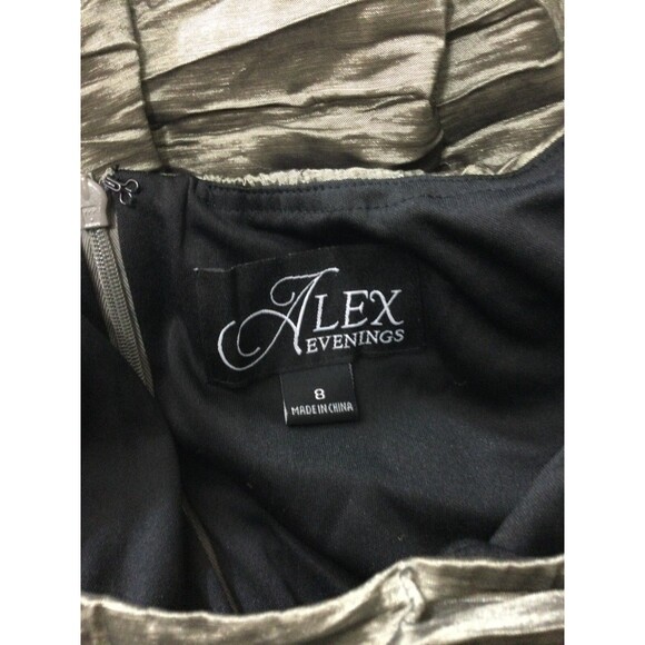 Alex Evenings Pewter Crinkle Fitted Floral Embroidered Dress Gown Size 8 - Picture 12 of 12